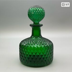 Empoli Emerald Green Glass Decanter Vintage MCM